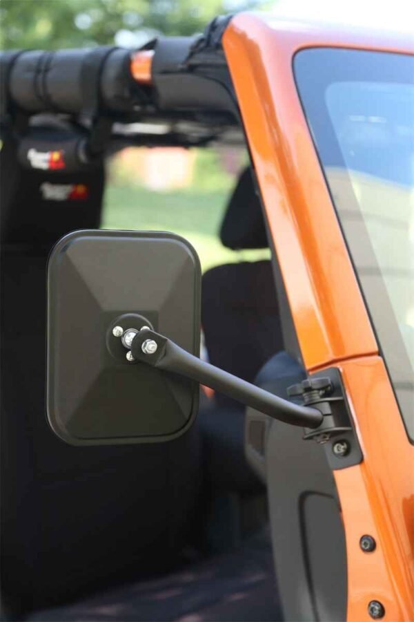 Rugged Ridge 97-18 Jeep Wrangler Textured Black Rectangluar Quick Release Mirror - Image 3
