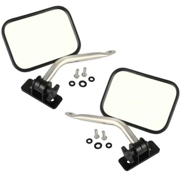 Rugged Ridge 97-18 Jeep Wrangler Stainless Steel Rectangular Quick Release Mirrors - Image 2