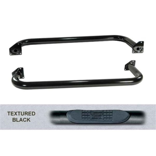 Rugged Ridge 3-In Round Side Step Black 87-95 Jeep Wrangler YJ - Image 2