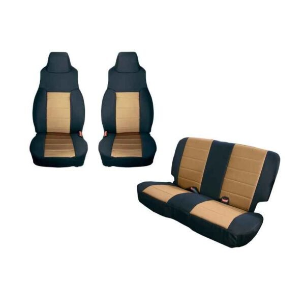 Rugged Ridge Seat Cover Kit Black/Tan 97-02 Jeep Wrangler TJ - Image 2