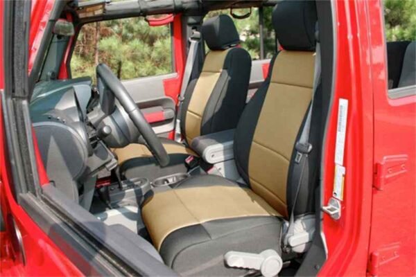 Rugged Ridge Seat Cover Kit Black/Tan 11-18 Jeep Wrangler JK 4dr - Image 2