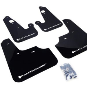 Rally Armor 2007+ Mitsubishi Lancer (doesn't fit Sportback) UR Black Mud Flap w/ White Logo