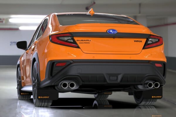 Rally Armor 2022+ Subaru WRX Black UR Mud Flap Altered Font Orange Logo - Image 2
