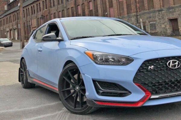 Rally Armor 2019+ Hyundai Veloster N UR Black Mud Flap w/ Silver Logo - Image 3
