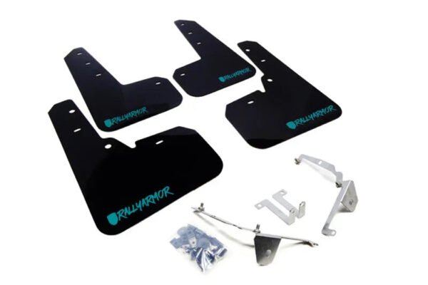 Rally Armor 13-17 Subaru Crosstrek XV Black UR Mud Flap w/ Teal Altered Font Logo - Image 2