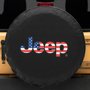 Officially Licensed Jeep 66-18 CJ5/ CJ7/Wrangler YJ/ TJ/JK American Flag Logo Spare Tire Cover-32In - oljJ157895D