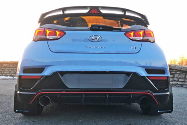 Rally Armor 2019+ Hyundai Veloster N UR Black Mud Flap w/ White Logo - Image 5