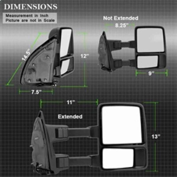Xtune Ford Superduty 99-14 Manual Extendable Manual Adjust Mirror Amber- Right MIR-FDSD08S-MA-AM-R - Image 9