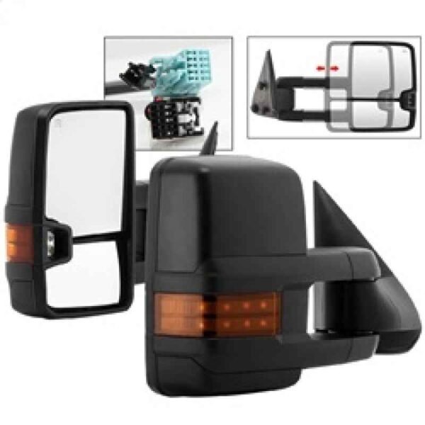 xTune Chevy Silverado 03-06 G2 Heated Amber LED Signal Telescoping Mirrors MIR-CS03S-G2-PWH-AM-SET - Image 2