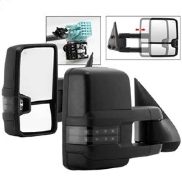 xTune Chevy Silverado 03-06 G2 Heated Smoke LED Signal Telescoping Mirrors MIR-CS03S-G2-PWH-SM-SET - Image 2