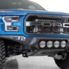 Addictive Desert Designs 17-20 Ford F-150 Raptor Bomber Front Bumper w/ 4 Rigid 360 6in Round Mounts