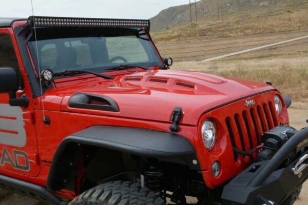 DV8 Offroad 07-18 Jeep Wrangler JK Metal Heat Dispersion Hood - Primer Black - Image 8