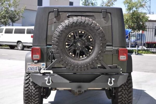 DV8 Offroad 07-18 Jeep Wrangler JK Rear Aluminum Bumper w/ Tire Carrier - Black - Image 3