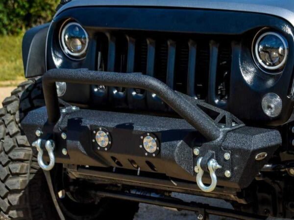 DV8 Offroad 07-18 Jeep Wrangler JK/JL FS-11 Stubby Mid Length Steel Front Bumper w/ Winch Plate - Image 3