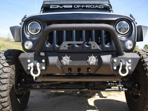 DV8 Offroad 07-18 Jeep Wrangler JK/JL FS-11 Stubby Mid Length Steel Front Bumper w/ Winch Plate - Image 5