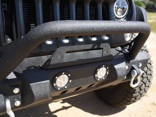 DV8 Offroad 07-18 Jeep Wrangler JK/JL FS-11 Stubby Mid Length Steel Front Bumper w/ Winch Plate - Image 7