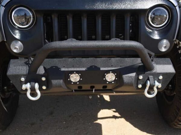 DV8 Offroad 07-18 Jeep Wrangler JK/JL FS-11 Stubby Mid Length Steel Front Bumper w/ Winch Plate - Image 8