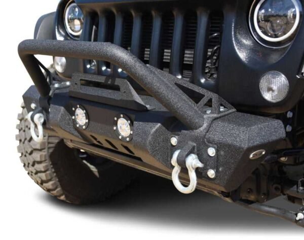 DV8 Offroad 07-18 Jeep Wrangler JK/JL FS-11 Stubby Mid Length Steel Front Bumper w/ Winch Plate - Image 9