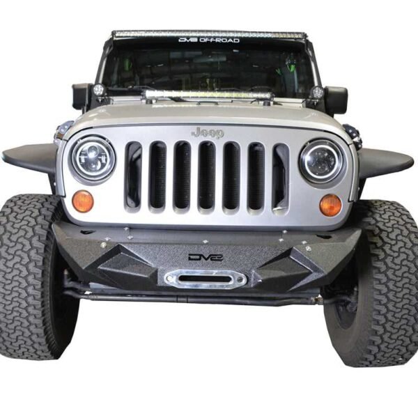 DV8 Offroad 07-18 Jeep Wrangler JK/JL Steel Stubby Front Bumper w/ Light Bracket & Winch Plate - Image 2