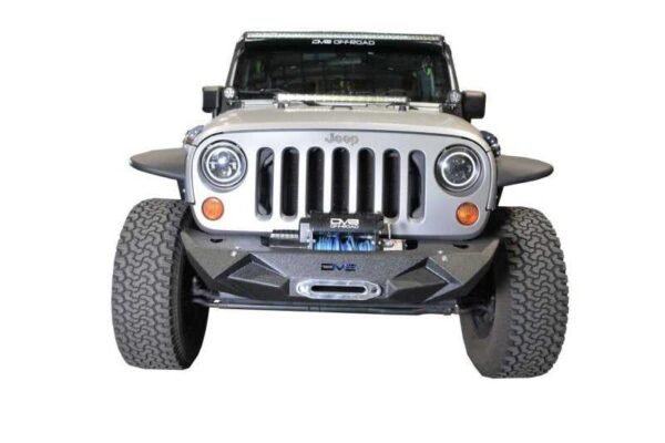 DV8 Offroad 07-18 Jeep Wrangler JK/JL Steel Stubby Front Bumper w/ Light Bracket & Winch Plate - Image 3