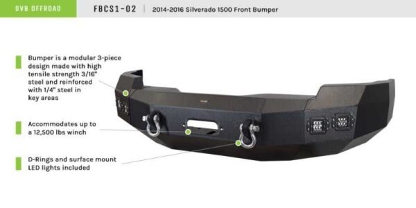 DV8 Offroad 14-18 Chevrolet Silverado 1500 Front Bumper - Image 9
