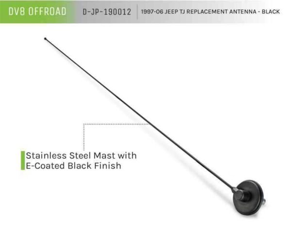 DV8 Offroad 1997-06 Jeep TJ Replacement Antenna Black - Image 9