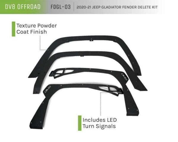 DV8 Offroad 20-21 Jeep Gladiator Fender Flare Delete Kit - Image 3