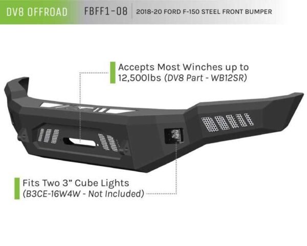DV8 Offroad 2018+ Ford F-150 Front Bumper w/ Light Holes - Image 10