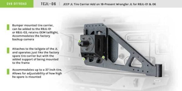 DV8 Offroad 2018+ Jeep Wrangler JL Tire Carrier (For RBJL-01/RBJL-02) - Image 7