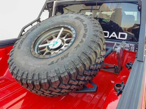DV8 Offroad 2019+ Jeep Gladiator In-Bed Adjustable Tire Carrier - Image 3
