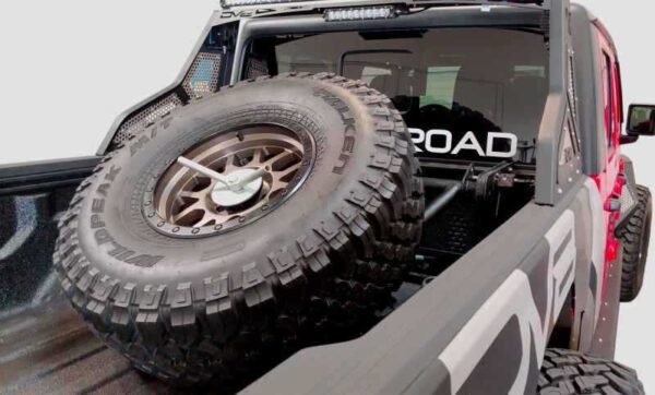 DV8 Offroad 2019+ Jeep Gladiator In-Bed Adjustable Tire Carrier - Image 5