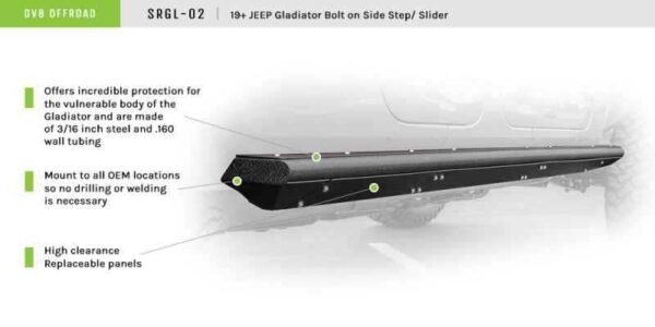 DV8 Offroad 2019+ Jeep Gladiator Side Step/Sliders - Image 7