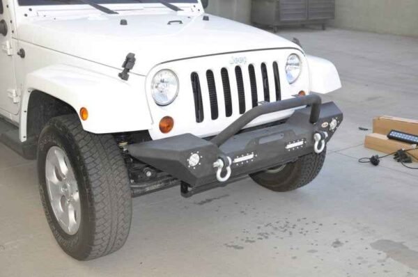 DV8 Offroad 07-18 Jeep Wrangler JK/JL FS-7 Mid Length Steel Front Bumper w/ LED Lights - Image 3