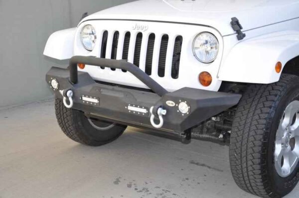 DV8 Offroad 07-18 Jeep Wrangler JK/JL FS-7 Mid Length Steel Front Bumper w/ LED Lights - Image 6