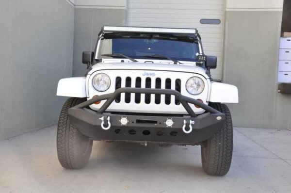DV8 Offroad 07-18 Jeep Wrangler JK/JL FS-8 Mid Length Steel Front Bumper w/ LED Lights - Image 3