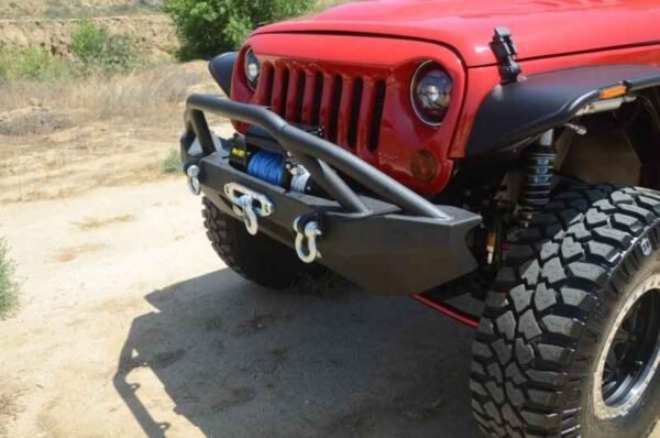 DV8 Offroad 07-18 Jeep Wrangler JK/JL FS-14 Mid Length Steel Front Bumper w/ Fog Lights & LED Lights - Image 2