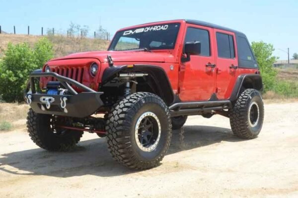 DV8 Offroad 07-18 Jeep Wrangler JK/JL FS-14 Mid Length Steel Front Bumper w/ Fog Lights & LED Lights - Image 3