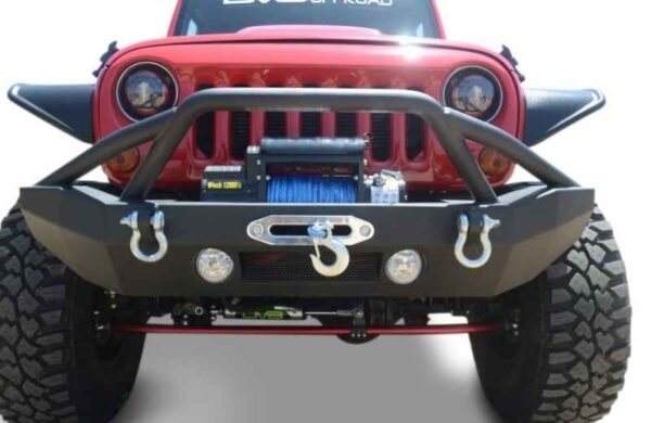 DV8 Offroad 07-18 Jeep Wrangler JK/JL FS-14 Mid Length Steel Front Bumper w/ Fog Lights & LED Lights - Image 5