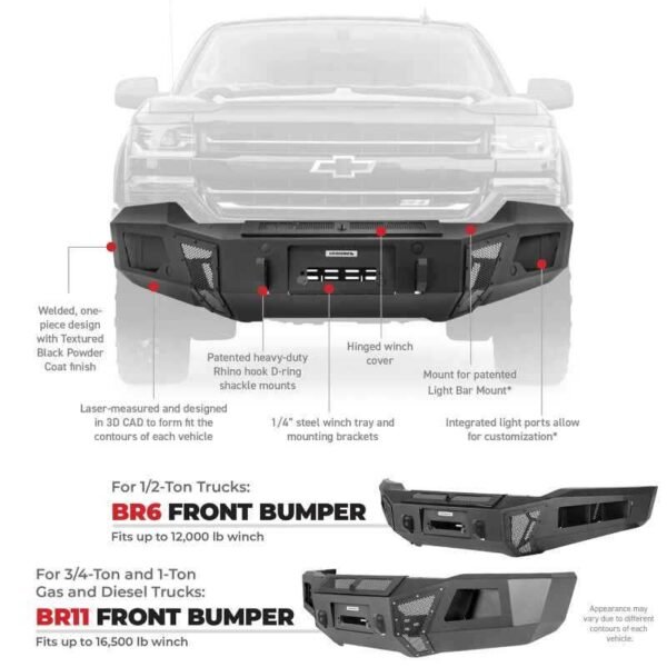 Go Rhino 19-22 Chevrolet Silverado 1500 BR6 Front Bumper Replacement - Image 8