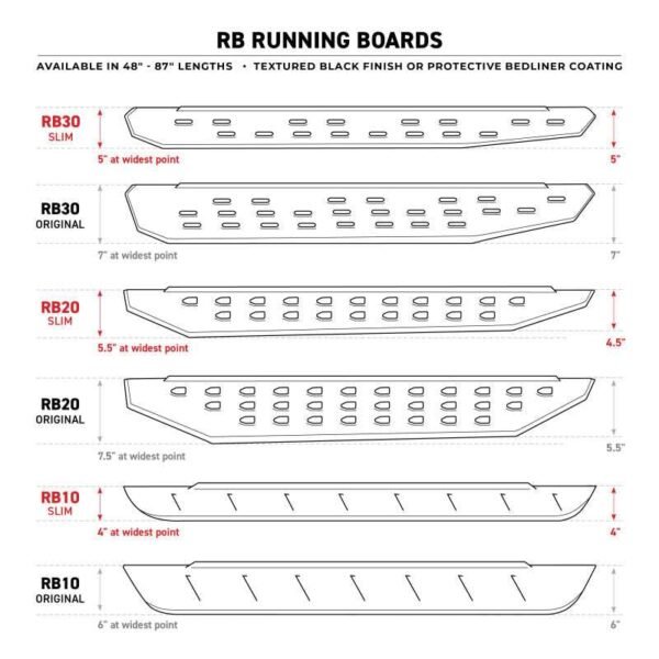 Go Rhino RB30 Slim Line Running Boards 68in. - Bedliner Coating (Boards ONLY/Req. Mounting Brackets) - Image 5