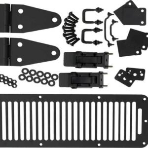 Kentrol 78-95 Jeep CJ/Wrangler YJ Hood Kit With TJ Style Hood Catch - Powdercoat Black