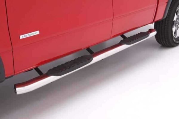 Lund 07-17 Chevy Silverado 1500 Ext. Cab 5in. Curved Oval SS Nerf Bars - Polished - Image 2