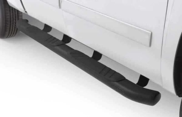 Lund 07-17 Chevy Silverado 1500 Ext. Cab (Excl. 11-17 Diesel Model) 5in. Oval Bent Nerf Bars - Black - Image 3