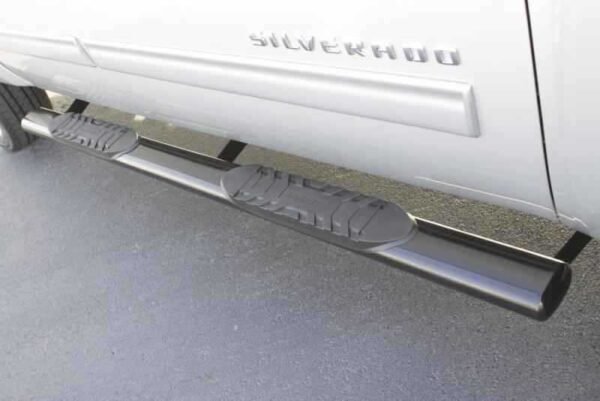 Lund 99-13 Chevy Silverado 1500 Ext. Cab 5in. Oval Straight SS Nerf Bars - Polished - Image 2