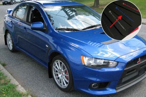 Rally Armor 2008+ Mitsubishi EVO X UR Black Mud Flap w/ Blue Logo - Image 2