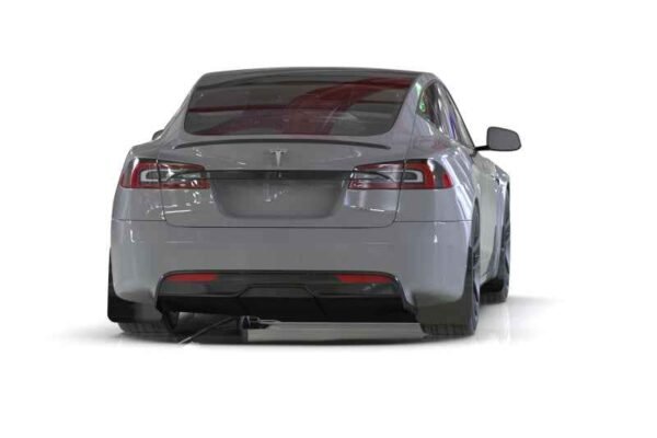 Rally Armor 21-23 Tesla Model S / S Plaid Black UR Mud Flap w/ White Logo - Image 3