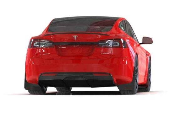 Rally Armor 21-23 Tesla Model S / S Plaid Black UR Mud Flap w/ White Logo - Image 4