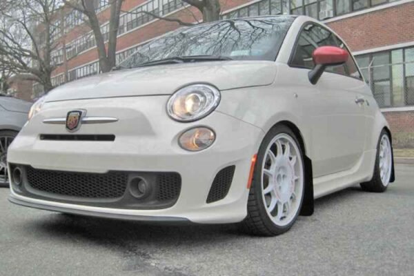 Rally Armor 12+ Fiat 500 (Pop/Sport/Lounge/Abarth) Red Mud Flap w/ White Logo - Image 3