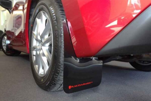 Rally Armor 2014+ Mazda3/Mazdaspeed3 UR Black Mud Flap w/ White Logo - Image 4