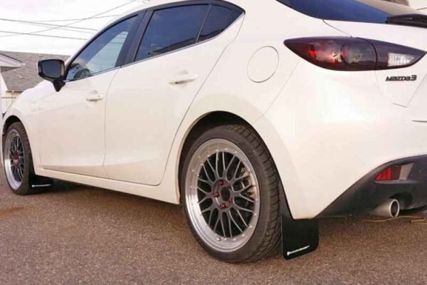 Rally Armor 2014+ Mazda3/Mazdaspeed3 UR Black Mud Flap w/ White Logo - Image 6
